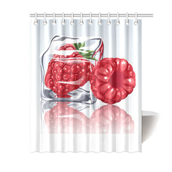 Ice Cube Raspberry Cool Summer Fruit Shower Curtain 60"x72"