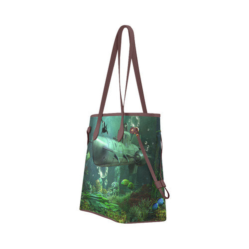 Awesome submarine with orca Clover Canvas Tote Bag (Model 1661)