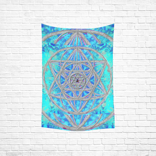 protection in blue harmony Cotton Linen Wall Tapestry 40"x 60"