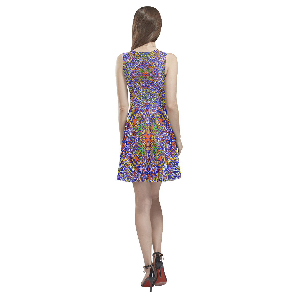 Oriental Pattern 01A by FeelGood Thea Sleeveless Skater Dress(Model D19)