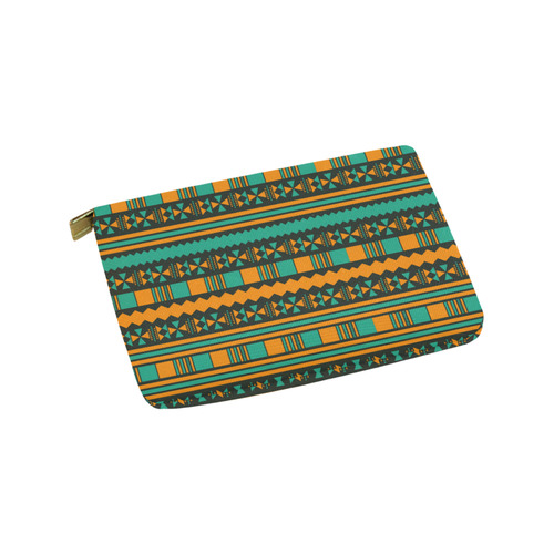 Green and Yellow Aztec Tribal Carry-All Pouch 9.5''x6''