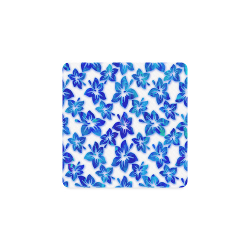 blue hibiscus Square Coaster