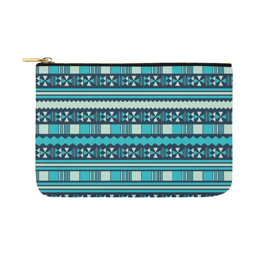 Blue Aztec Tribal Carry-All Pouch 12.5''x8.5''