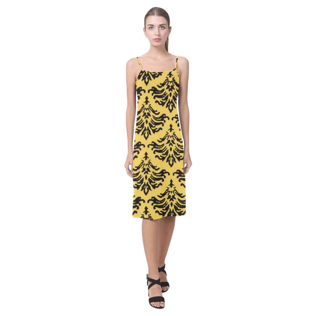 Primrose Yellow Damask Alcestis Slip Dress (Model D05)