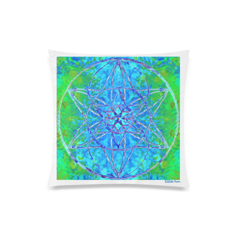 protection in nature colors-teal, blue and green Custom Zippered Pillow Case 20"x20"(One Side)