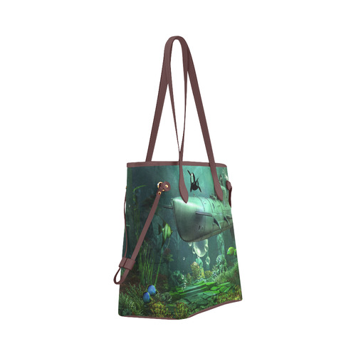 Awesome submarine with orca Clover Canvas Tote Bag (Model 1661)