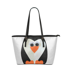Cute Baby Penguin Leather Tote Bag/Small (Model 1651)