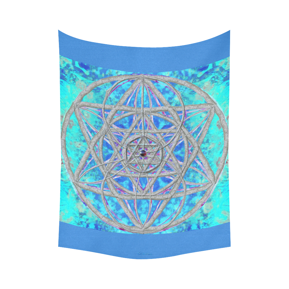 protection in blue harmony Cotton Linen Wall Tapestry 60"x 80"