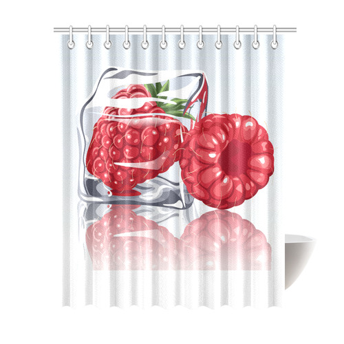 Ice Cube Raspberry Cool Summer Fruit Shower Curtain 69"x84"