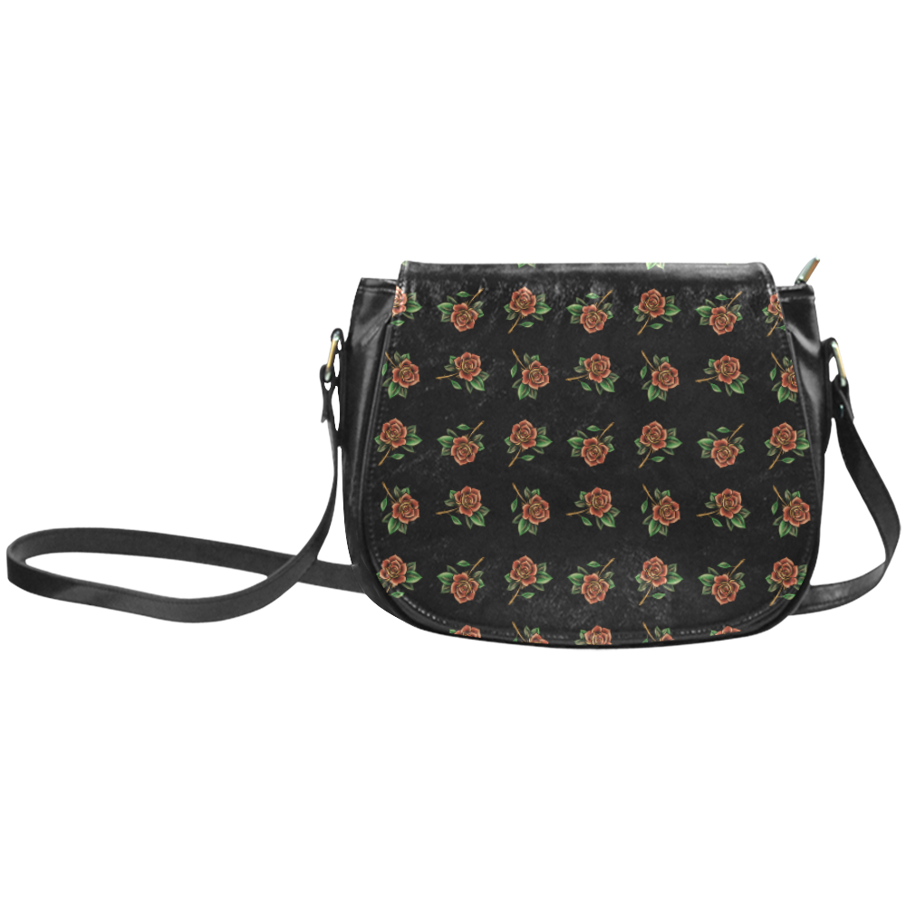 Tattoo Roses Classic Saddle Bag/Small (Model 1648)