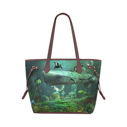 Awesome submarine with orca Clover Canvas Tote Bag (Model 1661)