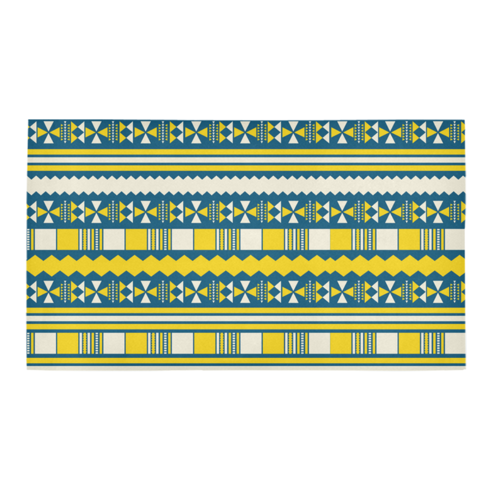 Blue With Yellow Aztec Bath Rug 16''x 28''