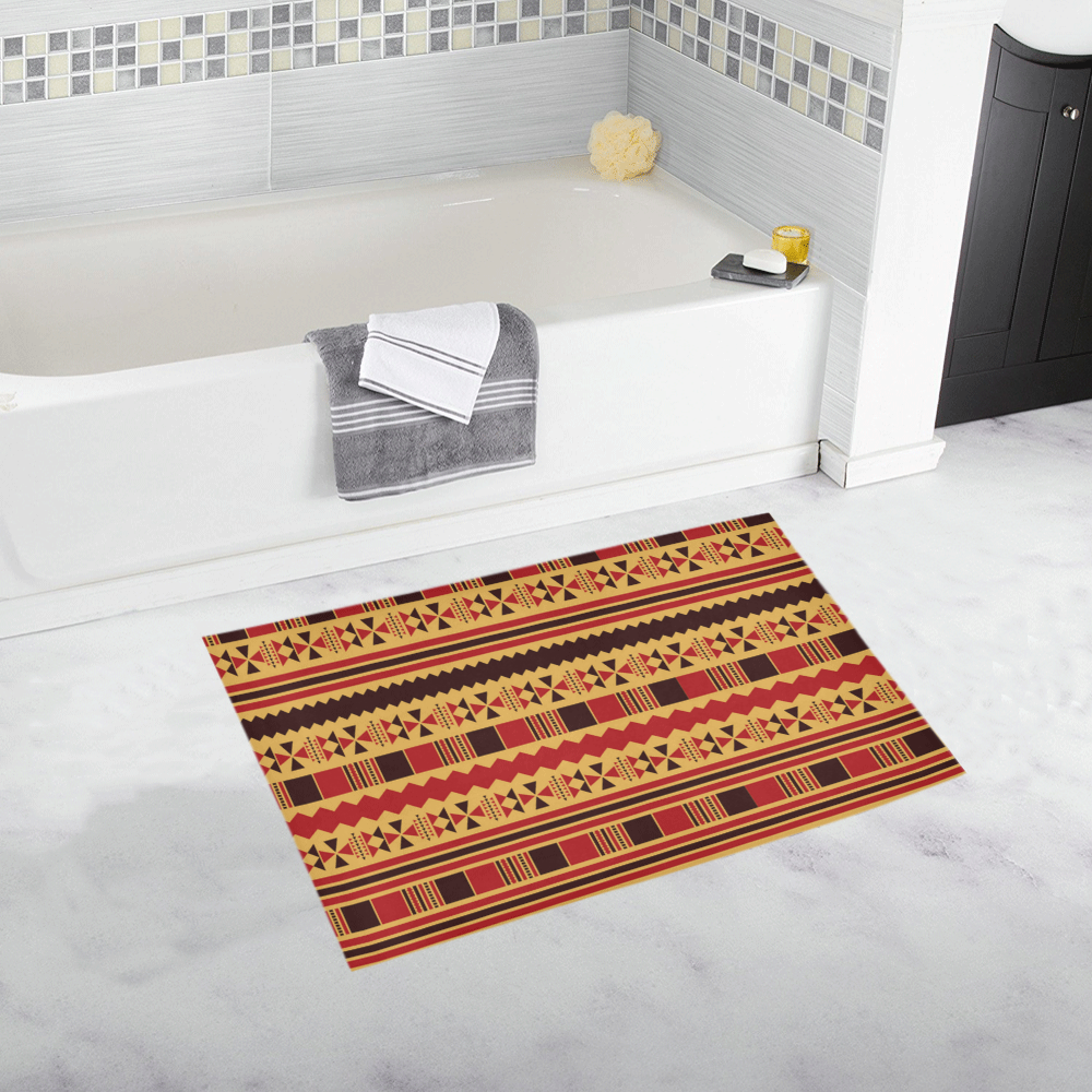 Yellow With Red Aztec Bath Rug 20''x 32''