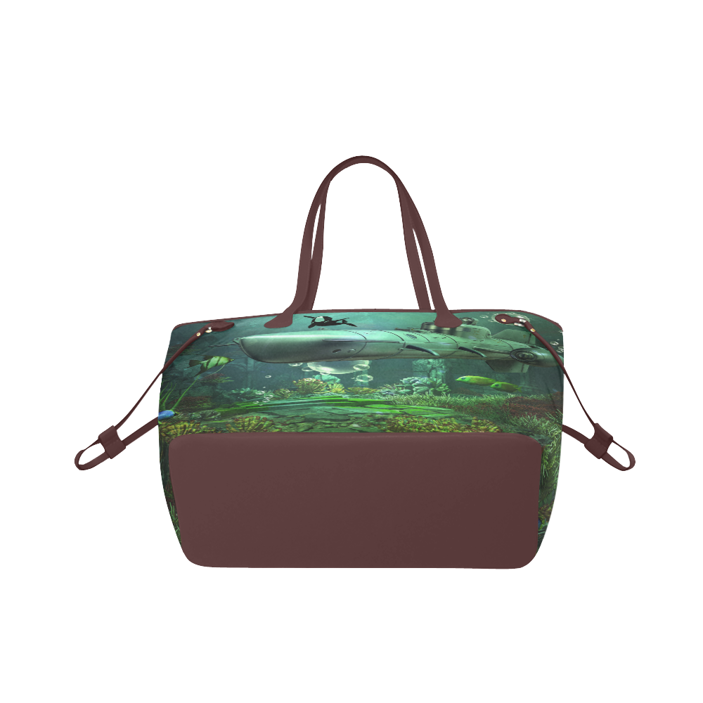 Awesome submarine with orca Clover Canvas Tote Bag (Model 1661)