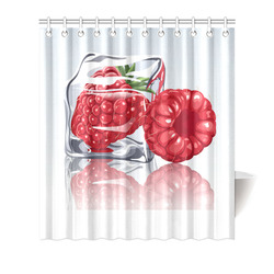 Ice Cube Raspberry Cool Summer Fruit Shower Curtain 66"x72"