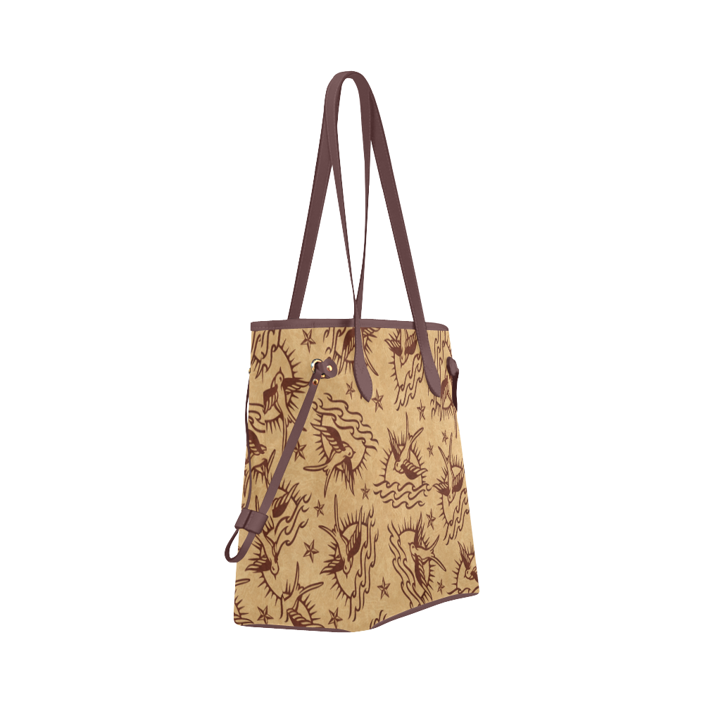 Sparrow Tattoos and Nautical Stars Clover Canvas Tote Bag (Model 1661)
