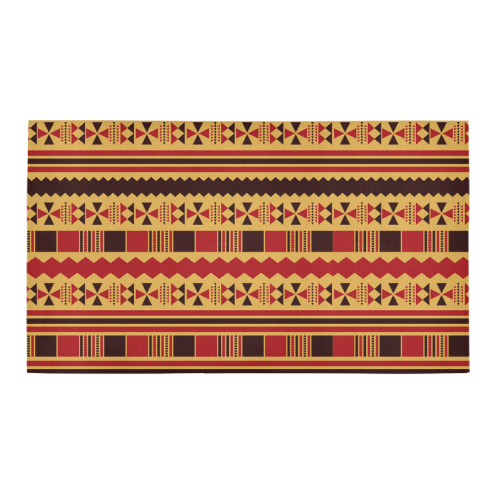 Yellow With Red Aztec Bath Rug 16''x 28''