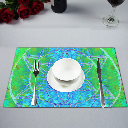 protection in nature colors-teal, blue and green Placemat 12’’ x 18’’ (Set of 4)