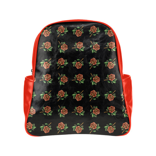 Tattoo Roses Multi-Pockets Backpack (Model 1636)