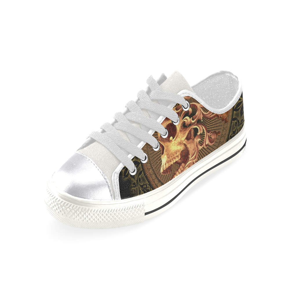 Amazing skull with floral elements Women's Classic Canvas Shoes (Model 018)