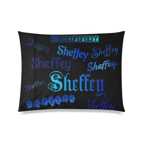 Sheffey Fonts - Shades of Blue on Black Custom Zippered Pillow Case 20"x26"(Twin Sides)