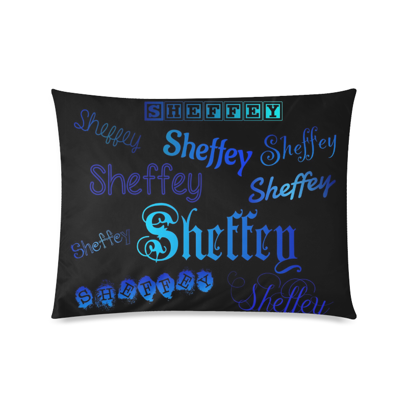 Sheffey Fonts - Shades of Blue on Black Custom Zippered Pillow Case 20"x26"(Twin Sides)