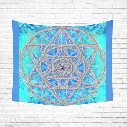 protection in blue harmony Cotton Linen Wall Tapestry 60"x 51"