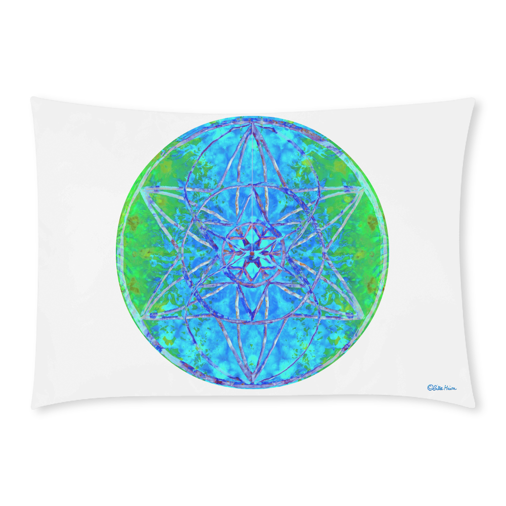 protection in nature colors-teal, blue and green Custom Rectangle Pillow Case 20x30 (One Side)
