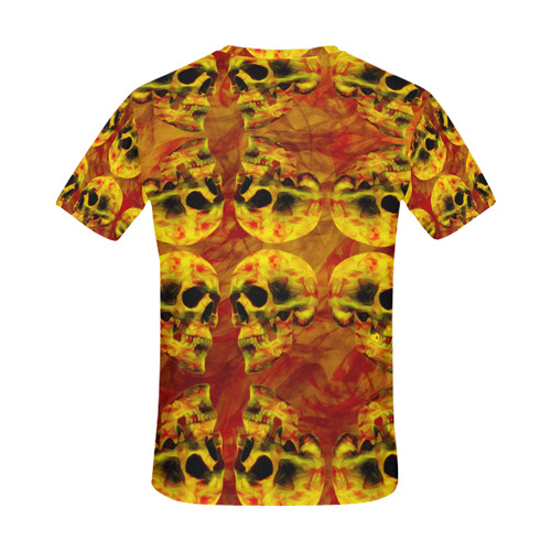 Flaming skull patteren All Over Print T-Shirt for Men (USA Size) (Model T40)