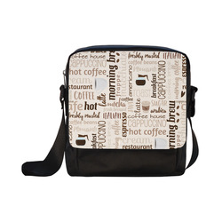 Cream, Beige, Chocolate, Coffee, Cappuccino, Latte, Words Pattern. Crossbody Nylon Bags (Model 1633)