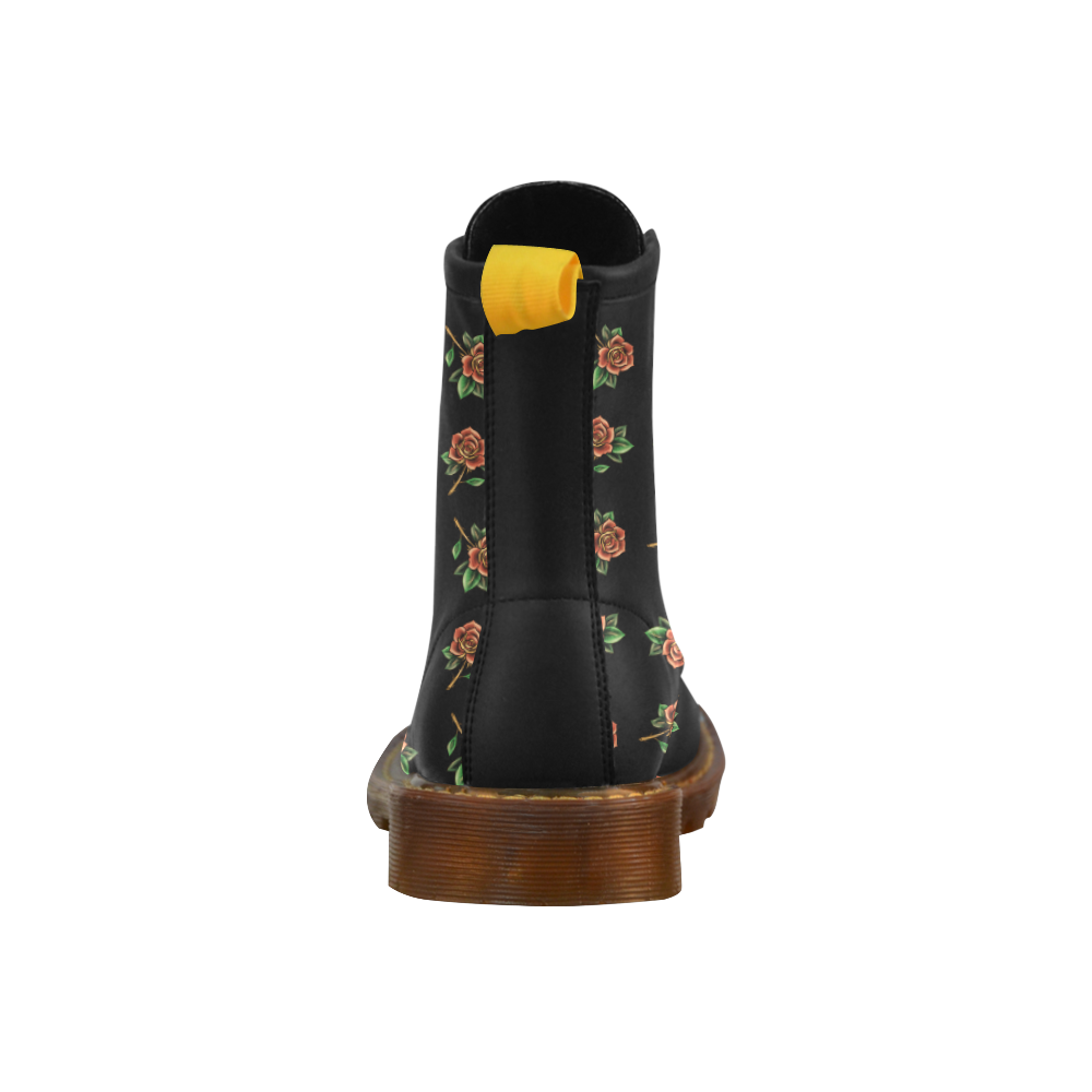Tattoo Roses High Grade PU Leather Martin Boots For Men Model 402H