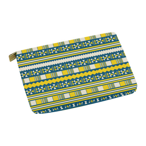 Blue With Yellow Aztec Carry-All Pouch 12.5''x8.5''