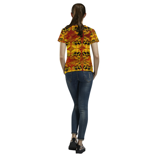 Flaming skull patteren All Over Print T-Shirt for Women (USA Size) (Model T40)