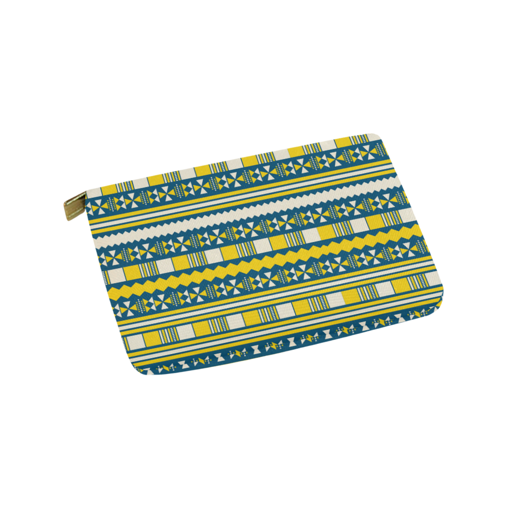 Blue With Yellow Aztec Carry-All Pouch 9.5''x6''