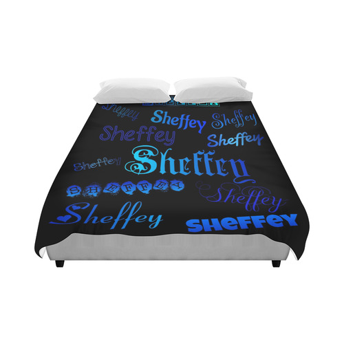 Sheffey Fonts - Shades of Blue on Black Duvet Cover 86"x70" ( All-over-print)