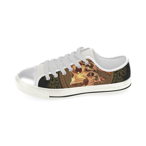 Amazing skull with floral elements Women's Classic Canvas Shoes (Model 018)