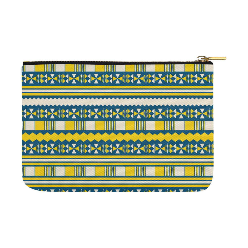 Blue With Yellow Aztec Carry-All Pouch 12.5''x8.5''