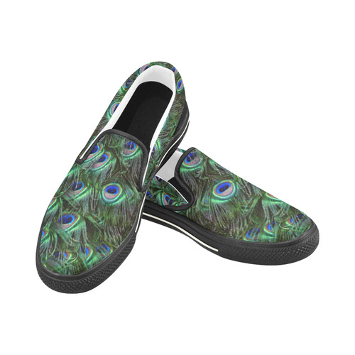 Peacock Feathers Slip-on Canvas Shoes for Kid (Model 019)