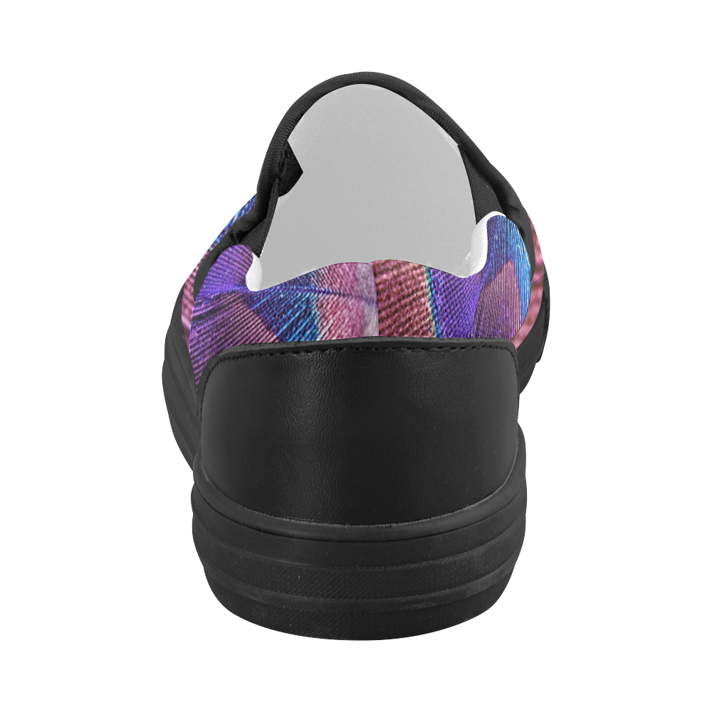Purple Peacock Feather Women's Slip-on Canvas Shoes (Model 019)
