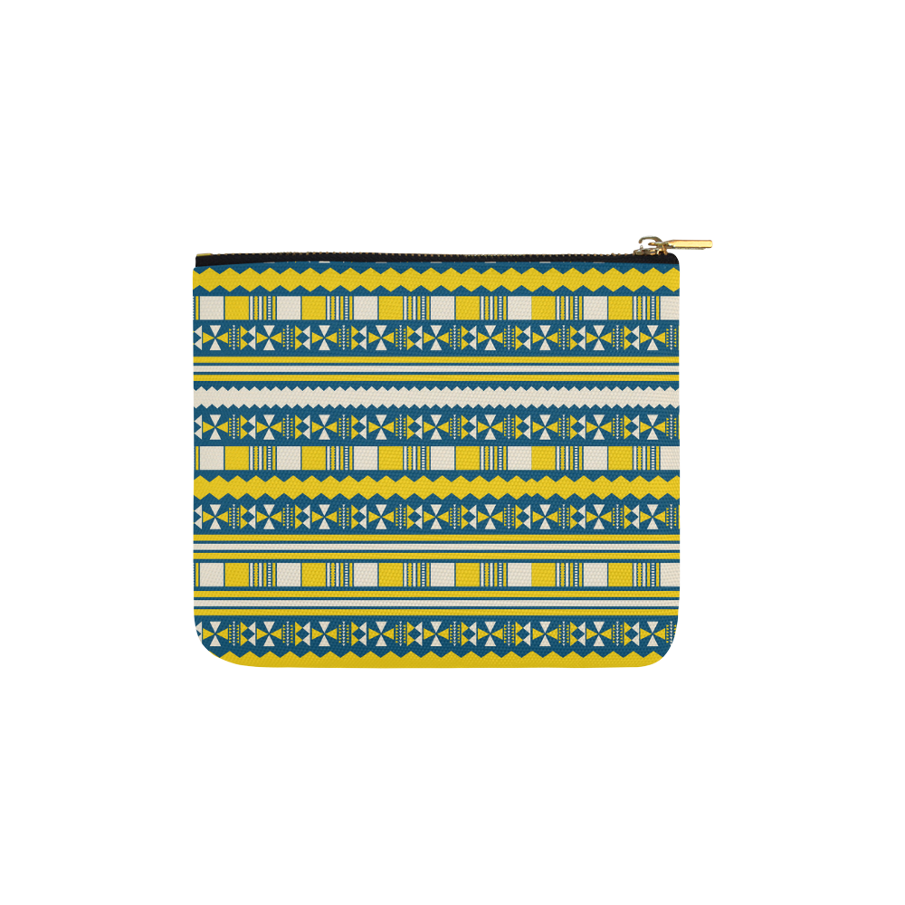 Blue With Yellow Aztec Carry-All Pouch 6''x5''
