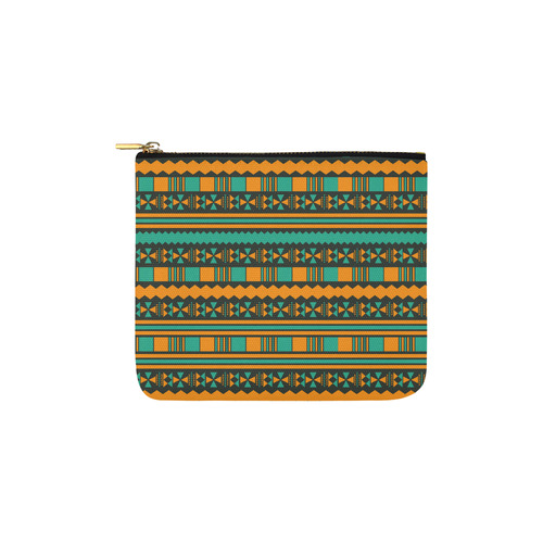 Green and Yellow Aztec Tribal Carry-All Pouch 6''x5''