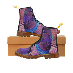 Purple Peacock Feather Martin Boots For Men Model 1203H