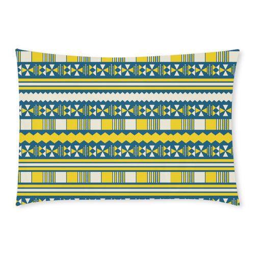 Blue With Yellow Aztec Custom Rectangle Pillow Case 20x30 (One Side)