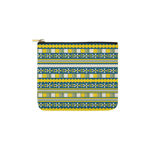 Blue With Yellow Aztec Carry-All Pouch 6''x5''