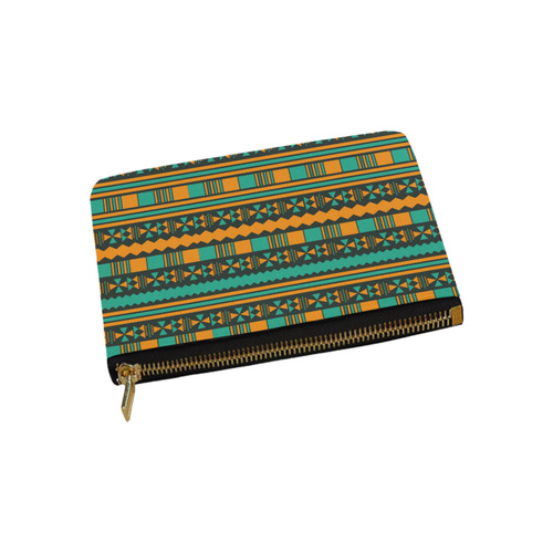 Green and Yellow Aztec Tribal Carry-All Pouch 9.5''x6''