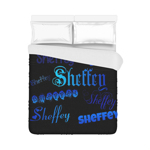 Sheffey Fonts - Shades of Blue on Black Duvet Cover 86"x70" ( All-over-print)
