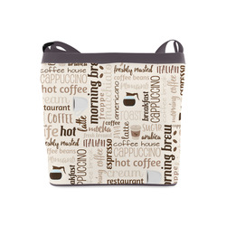 Cream, Beige, Chocolate, Coffee, Cappuccino, Latte, Words Pattern. Crossbody Bags (Model 1613)