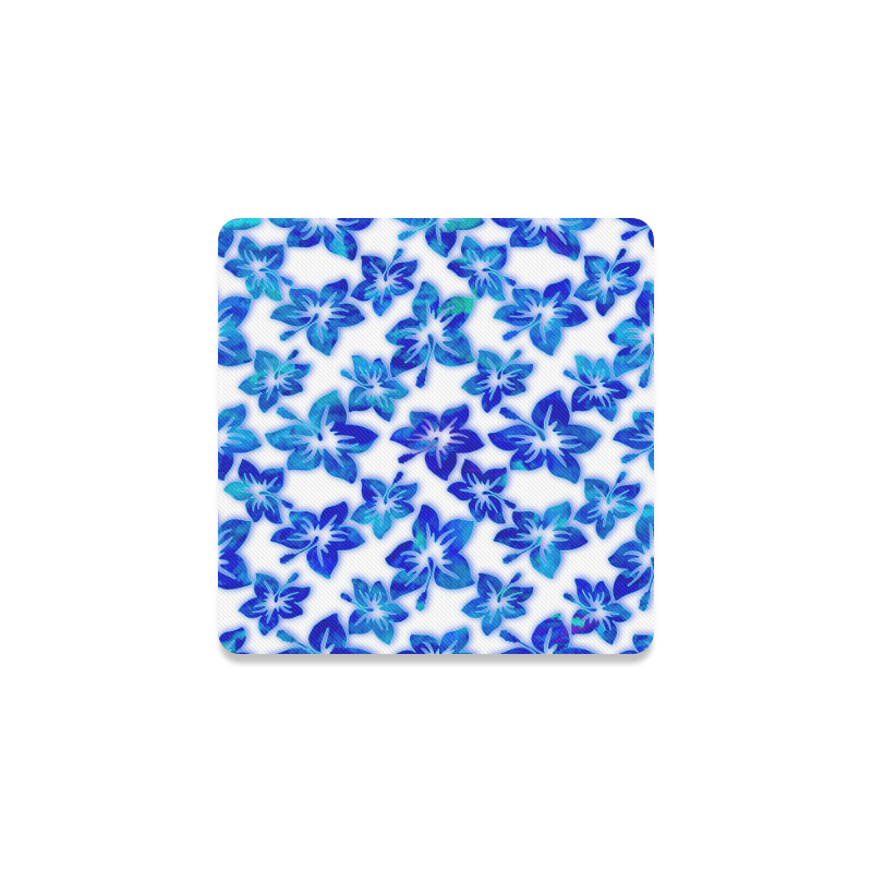 blue hibiscus Square Coaster