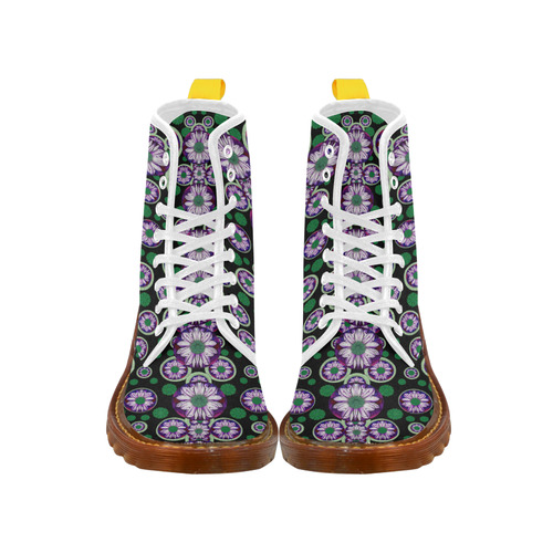 fantasy flower forest  in peacock jungle wood Martin Boots For Women Model 1203H