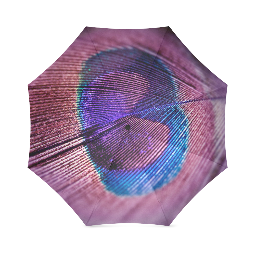 Purple Peacock Feather Foldable Umbrella (Model U01)